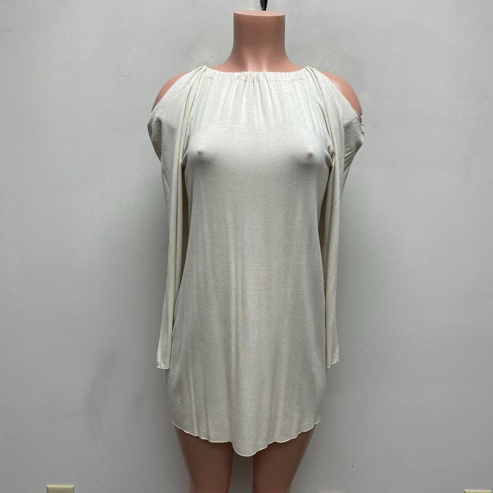 Yana K Womens Nude Cold Shoulder Adjustable Tie Back Ashley Mini Dress One Size
